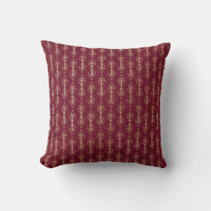 Art deco red and gold pattern cushion