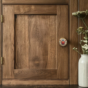 Art Deco Red Enamel Ladybug Rubies Gold Diamonds Ceramic Knob