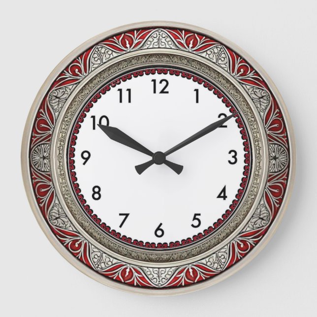 Art Deco Red Large Clock (Front)