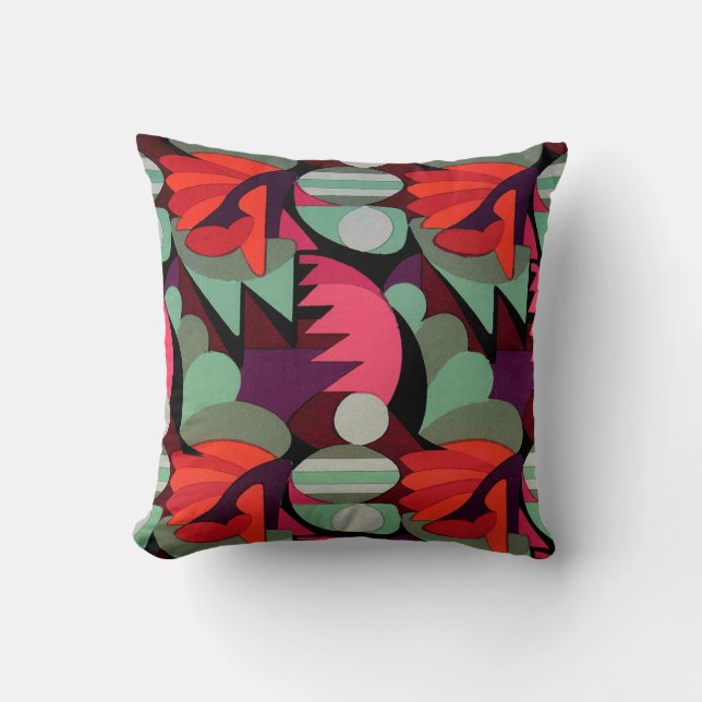 Art Deco Red Pattern - Pillow (Front)