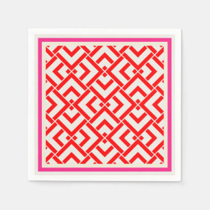 Art deco, red print in vibrant colours napkin
