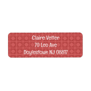 Art Deco Red Squares Label Return Address Label