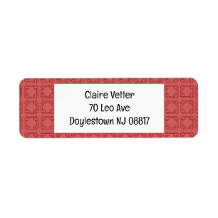 Art Deco Red Squares Return Address Label