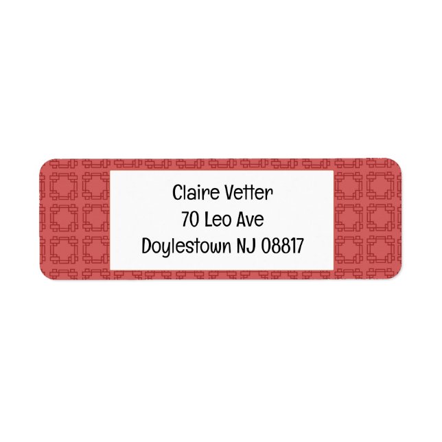 Art Deco Red Squares Return Address Label (Front)