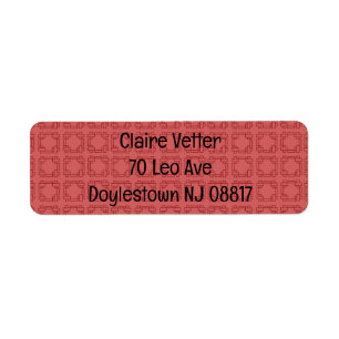 Art Deco Red Squares Return Address Label