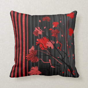 Art Deco Red Stripe Pattern Cushion