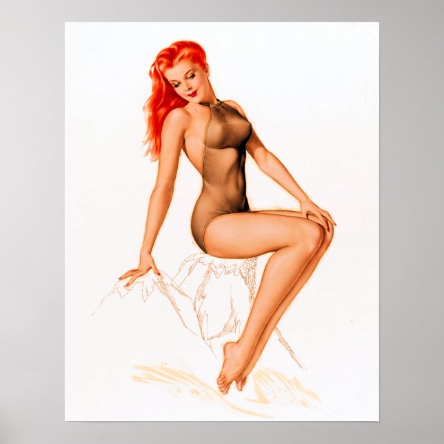 Art Deco Redhead Pin Up Poster (Front)