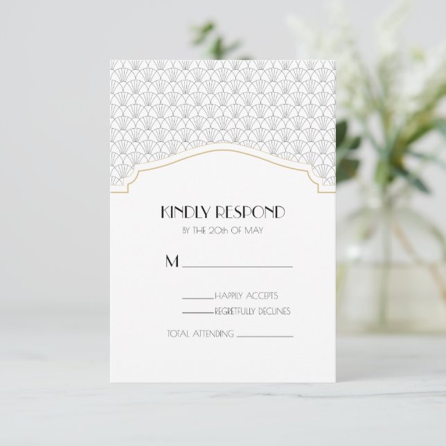 Art Deco Response/RSVP Insert Enclosure Card (Standing Front)