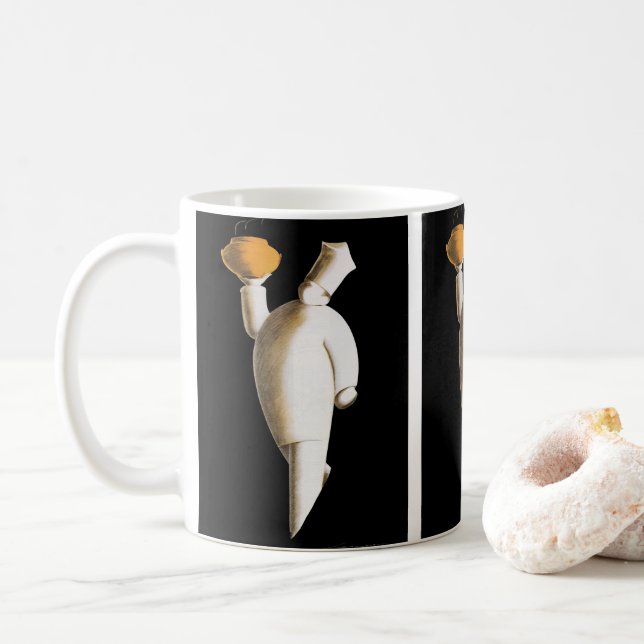 Art Deco Restaurant Chef, Vintage Business Coffee Mug (With Donut)