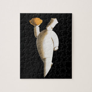 Art Deco Restaurant Chef, Vintage Business Jigsaw Puzzle