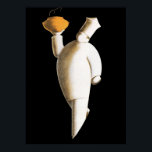 Art Deco Restaurant Chef, Vintage Business Poster<br><div class="desc">Vintage illustration food and beverages design featuring an art deco professional caterer or personal chef wearing a traditional chef's uniform (or chef's whites) and a toque blanche (traditional hat). He is carrying food like a waiter for a catered party.</div>