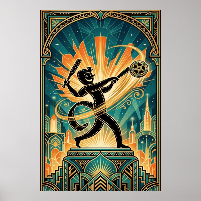 Art Deco Retro Film Strip Cartoon Character Poster (Front)