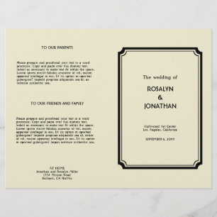 Art deco retro Hollywood glam wedding program