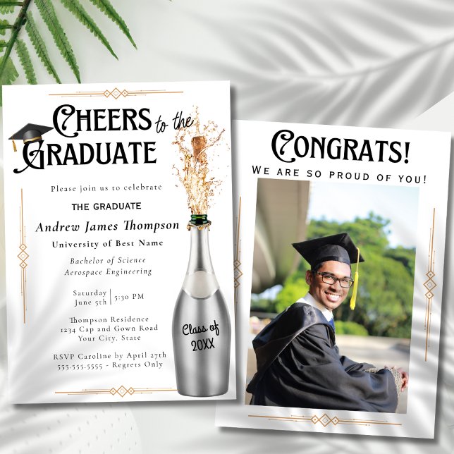 Art Deco Retro Photo Graduation Party Announcement (Creator Uploaded)