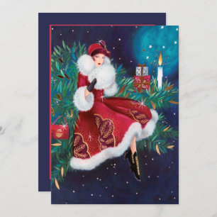 art deco retro vintage Christmas add information Invitation