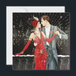 art deco retro vintage Christmas couple Holiday Card<br><div class="desc">art deco retro vintage Christmas couple Holiday Card</div>