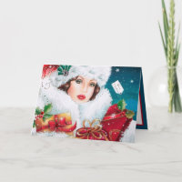 Art Deco Retro vintage Christmas lady