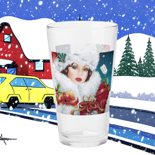 Art Deco retro vintage Christmas lady Glass