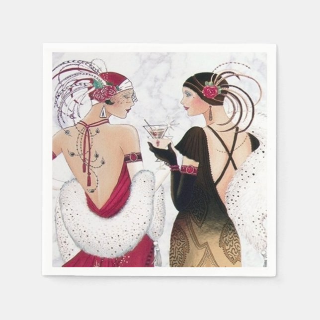 Art Deco retro vintage Christmas party  Napkin (Front)