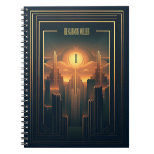 Art Deco Retro Vintage Classic 1920s Black & Gold Notebook