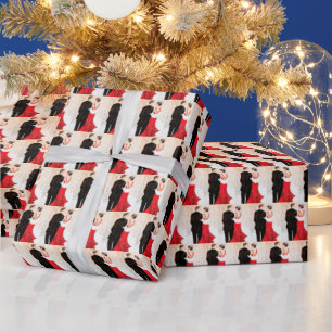 Art Deco retro vintage couple message Christmas  Wrapping Paper