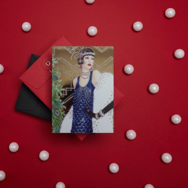 art deco retro vintage lady holiday card (Creator Uploaded)