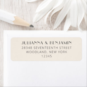 Art Deco Return Address Ivory Black Modern Wedding Label