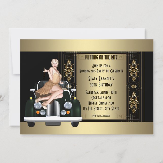 Art Deco Roaring 20's Birthday Party Invitation (Front)