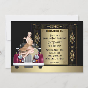 Art Deco Roaring 20's Birthday Party Invitation