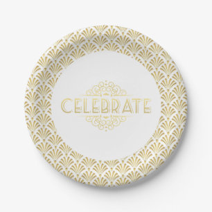 Art Deco Roaring 20s Great Gatsby Party Event Paper Plate