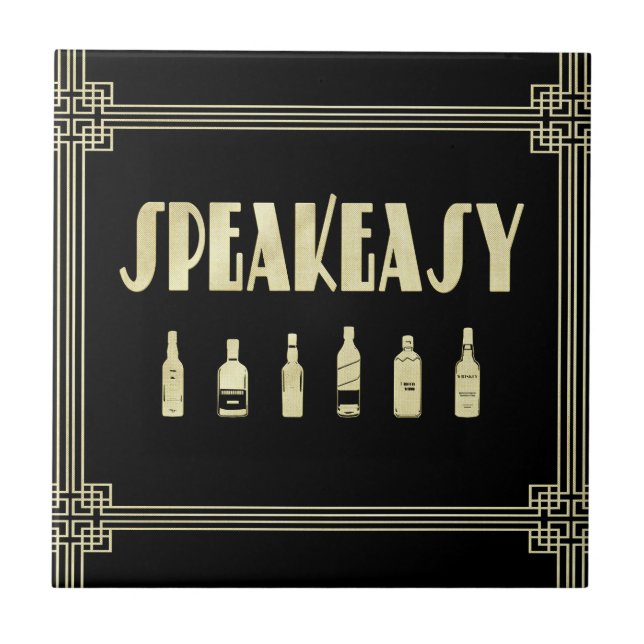 Art deco roaring 20's speakeasy prohibition  ceramic tile (Front)