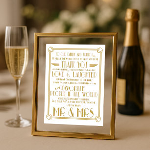 Art Deco Roaring 20's Thank You wedding sign print
