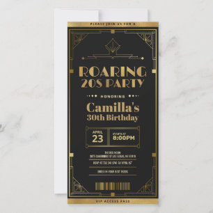 Art Deco Roaring 20s Ticket Invitation