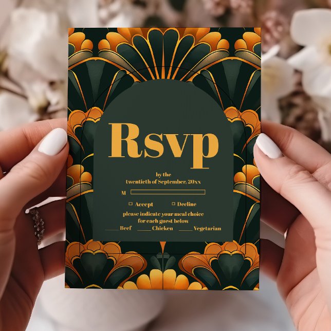 Art Deco Roaring 20s Wedding RSVP Card (Creator Uploaded)