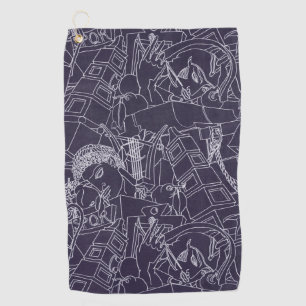 Art Deco Roman SPQR Dark Purple Aesthetic Art Golf Towel