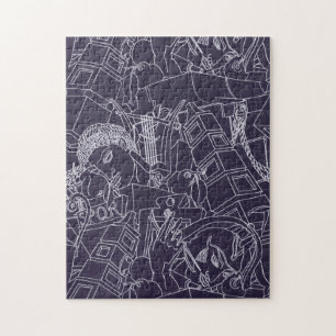 Art Deco Roman SPQR Dark Purple Aesthetic Art Jigsaw Puzzle