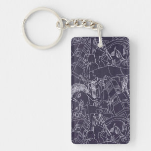 Art Deco Roman SPQR Dark Purple Aesthetic Art Key Ring