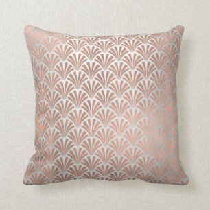 Art Deco Rose God Copper Grey  Seashells Scales Cushion