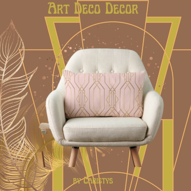 Art Deco Rose & Gold  Lumbar Pillow (Creator Uploaded)