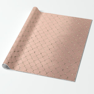 Art Deco Rose Gold Sepia Faux Gold Net Wrapping Paper