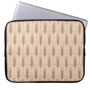 Art Deco Rose: Golden Peacock Feathers Laptop Sleeve