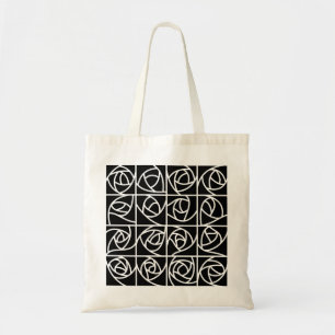 Art Deco Rose Squares Stylised Floral black white Tote Bag