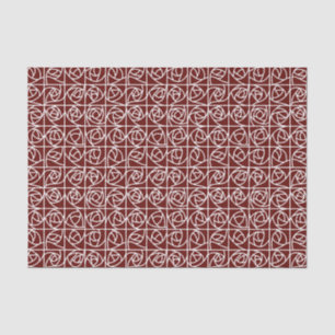 Art Deco Rose Squares Stylised Floral deep red Tissue Paper