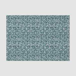 Art Deco Rose Squares Stylised Floral green Tissue Paper