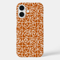 Art Deco Rose Squares Stylised Floral orange