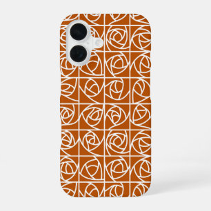Art Deco Rose Squares Stylised Floral orange iPhone 16 Case