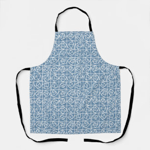 Art Deco Rose Squares Stylised Floral pale blue Apron