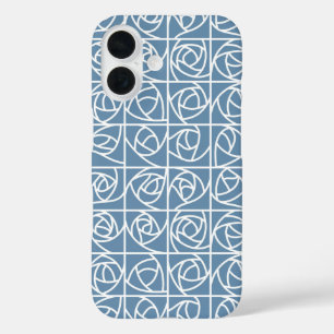 Art Deco Rose Squares Stylised Floral pale blue iPhone 16 Case