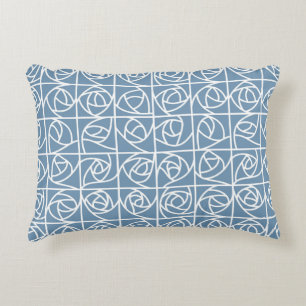 Art Deco Rose Squares Stylised Floral pale blue Decorative Cushion