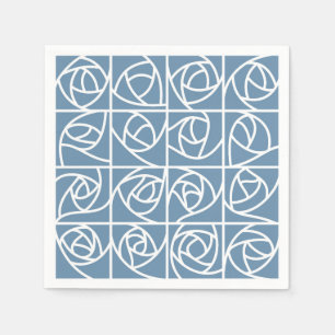 Art Deco Rose Squares Stylised Floral pale blue Napkin